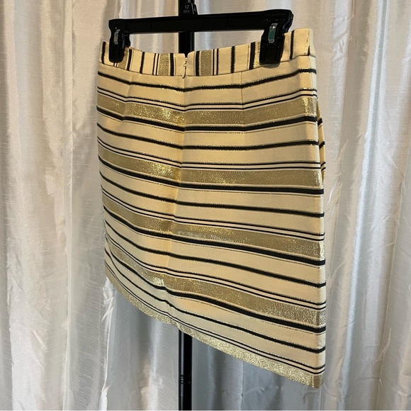 J. Crew size 0, black, gold and beige striped, mini skirt with pockets - Picture 9 of 10